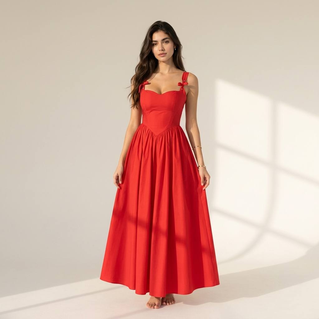 Rosso Sweetheart Corset Maxi Dress
