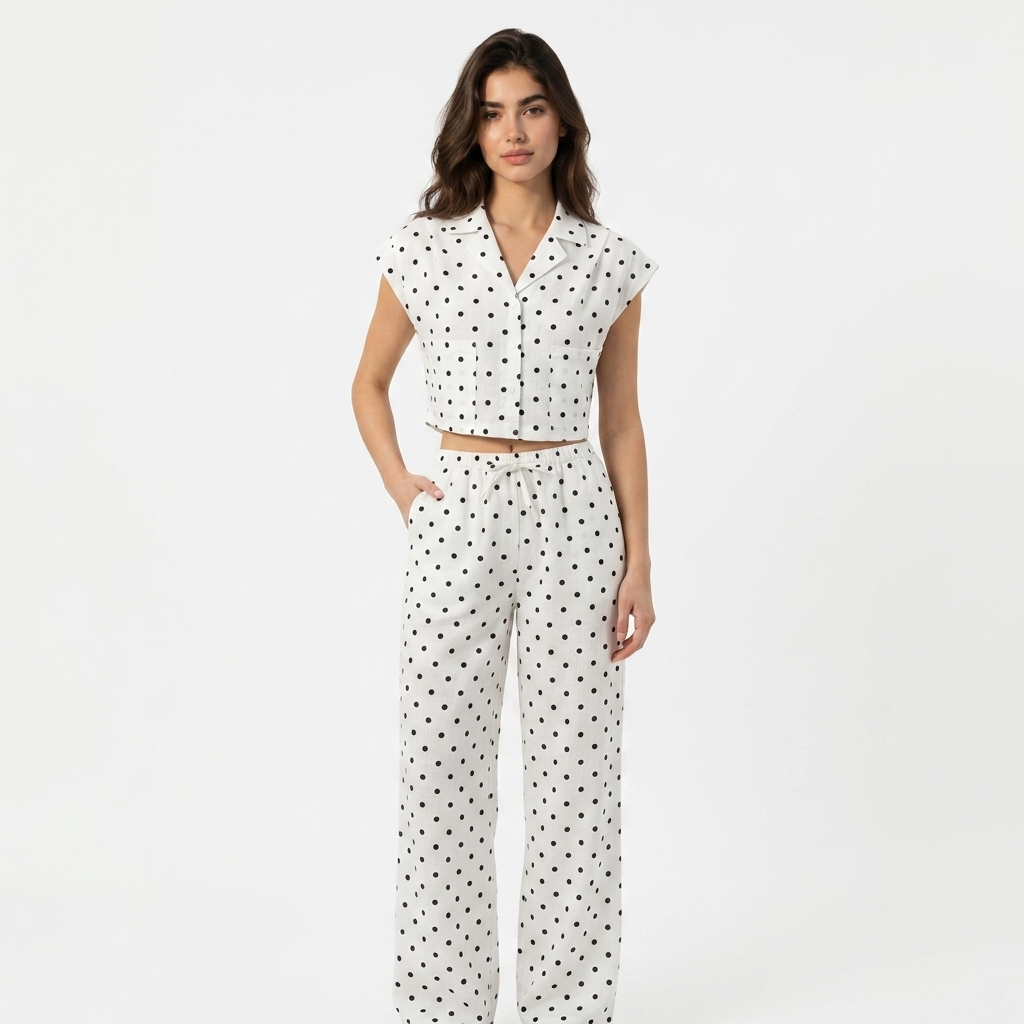 Monochrome Dot Linen Set