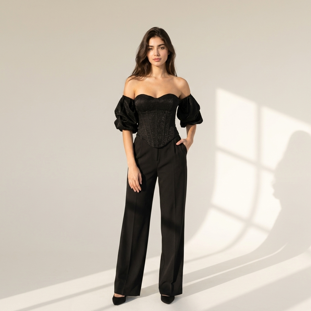 Édition Noir Off-Shoulder Corset Evening Set