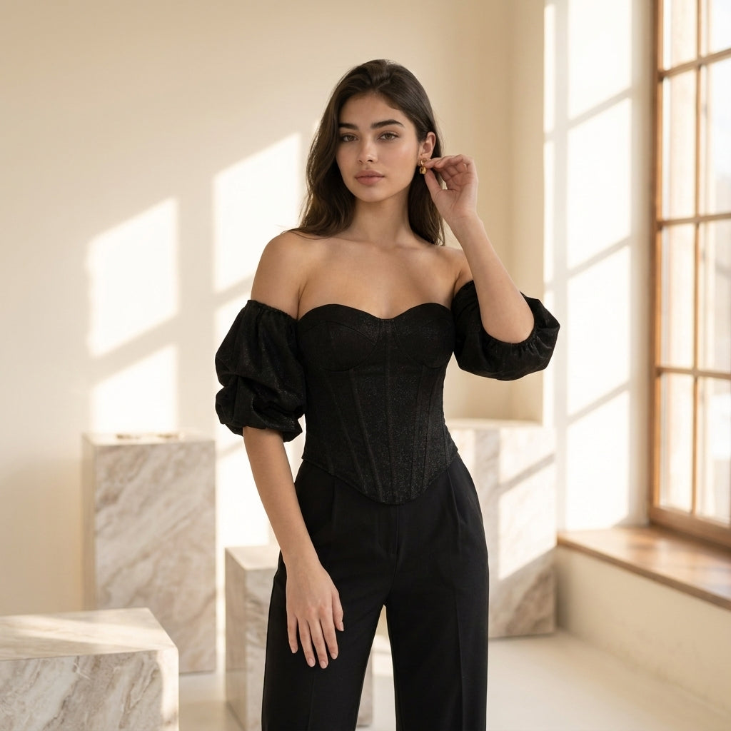 Édition Noir Off-Shoulder Corset