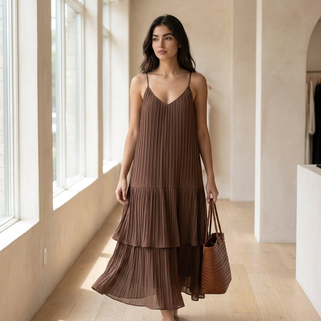 The Terra Cotta Pleated Maxi